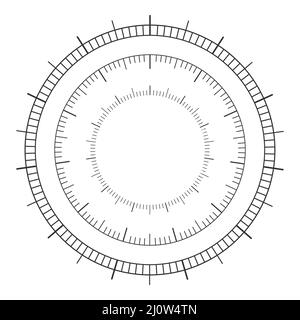 Ensemble d'échelle circulaire de 360 degrés. Gabarit d'outil de mesure Baromètre, compas, thermomètre isolé sur fond blanc. Illustration graphique vectorielle. Illustration de Vecteur