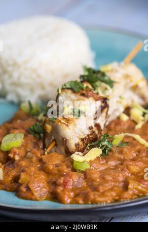 Curry de poulet indien avec riz Banque D'Images