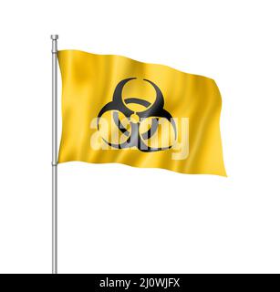 Indicateur de danger biologique isolé sur blanc Banque D'Images