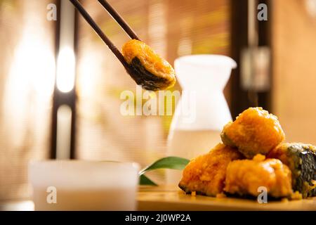 Cuisine chinoise, citrouille frite avec jaune d'œuf Banque D'Images