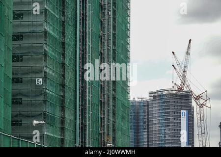 Harumi Pier de construction paysage (village olympique) Banque D'Images