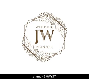 JW initiales lettre mariage monogramme logos collection, dessin à la main moderne minimaliste et modèles floraux pour cartes d'invitation, Save the Date, élégant Illustration de Vecteur