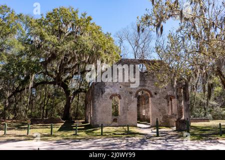 La chapelle de l'Ease est un site historique situé à l'île de Sainte-Hélène, en Caroline du Sud, une des îles de la mer de Caroline du Sud. Banque D'Images