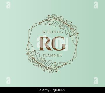 RG initiales lettre mariage monogramme logos collection, dessin à la main moderne minimaliste et modèles floraux pour cartes d'invitation, Save the Date, élégant Illustration de Vecteur