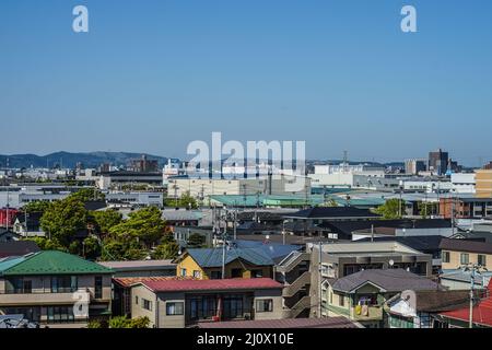 Préfecture de Miyagi, horizon de la ville de Sendai (depuis la direction d'Arai) Banque D'Images