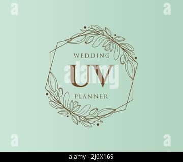 UV initiales lettre mariage monogramme collection de logos, dessin à la main moderne minimaliste et modèles floraux pour cartes d'invitation, Save the Date, élégant Illustration de Vecteur