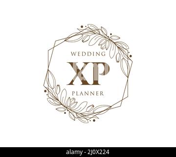 XP initiales lettre mariage monogramme collection de logos, dessin à la main moderne minimaliste et modèles floraux pour cartes d'invitation, Enregistrer la date, élégant Illustration de Vecteur