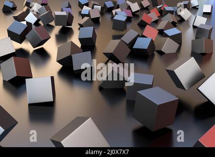 Papier peint créatif avec différents cubes. Concept de photo de haute qualité Banque D'Images