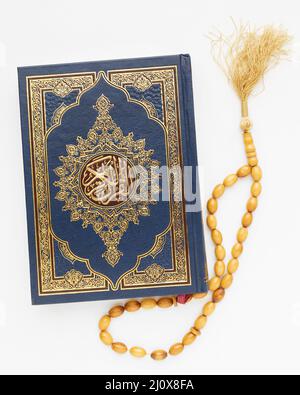 Vue de dessus nouvel an islamique avec coran book2. Concept de photo de haute qualité Banque D'Images