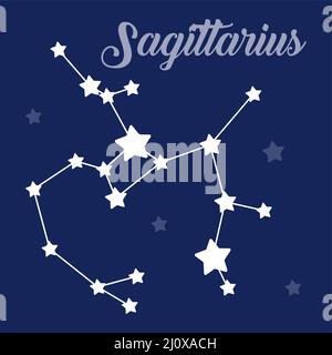 Symbole Sagittaire icône de vecteur de constellation sur fond sombre Illustration de Vecteur