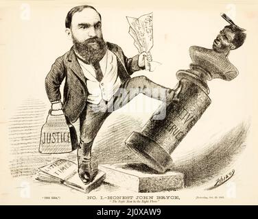 Esquisse de questions politiques pertinentes à l'élection générale de 1881 en Nouvelle-Zélande, tirée d'une caricature publiée dans le supplément de l'annonceur de Wellington Banque D'Images