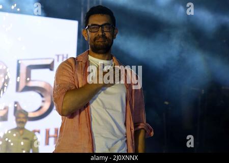 New Delhi, Inde. 20th mars 2022. L'acteur Bollywood Amir Khan pendant la promotion de méga budget attendu prochain film de cinéma indien RRR, sortie le 25th mars 2022 (photo de Jyoti Kapoor/Pacific Press) Credit: Pacific Press Media production Corp./Alay Live News Banque D'Images