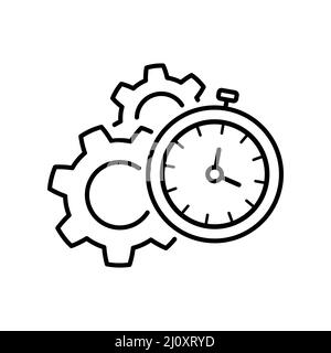 Efficacité ico dans un style plat. Symbole de contour d'horloge Illustration de Vecteur