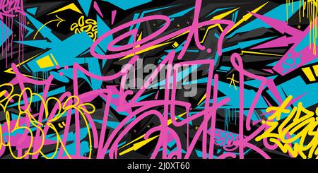 Modèle d'arrière-plan d'illustration moderne à motif vectoriel de style Graffiti abstrait et coloré Illustration de Vecteur