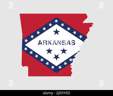 Drapeau de carte Arkansas. Carte de l'Arkansas, États-Unis avec le drapeau de l'Arkansas. États-Unis, Amérique, Amérique, États-Unis d'Amérique, États-Unis, AR State bann Illustration de Vecteur