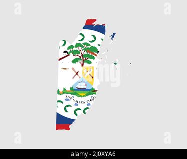 Drapeau carte Belize. Carte du Belize avec le drapeau du pays de Belizean. Illustration vectorielle. Illustration de Vecteur