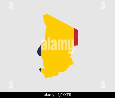 Drapeau de carte Chad. Carte du Tchad avec le drapeau du pays tchadien. Illustration vectorielle. Illustration de Vecteur