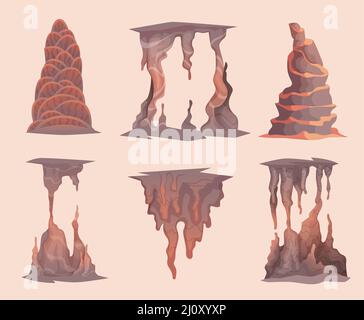 Stalagmite. Roche caverne montagnes minéraux pierres naturelles intérieur objets naturels vecteur exact trainant stalagmite dans le style de dessin animé Illustration de Vecteur