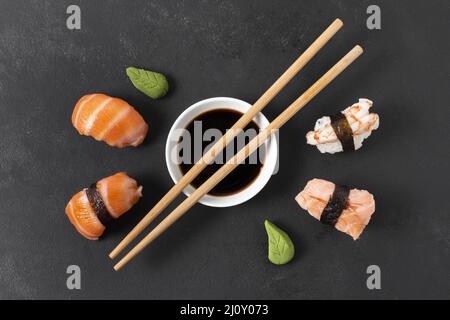 Petits pains à sushi au soja. Photo de haute qualité Banque D'Images