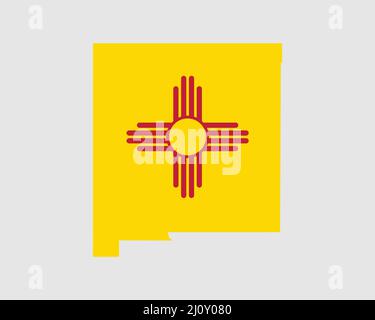 Drapeau de carte du Nouveau-Mexique. Carte de NM, USA avec drapeau d'état. États-Unis, Amérique, États-Unis d'Amérique, bannière d'État des États-Unis. Vecteur illustrat Illustration de Vecteur