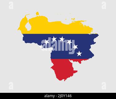 Carte du drapeau du Venezuela. Carte de la République bolivarienne du Venezuela avec la bannière du pays vénézuélien. Illustration vectorielle. Illustration de Vecteur