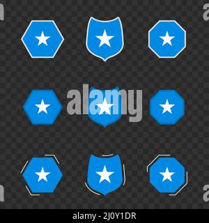 Symboles nationaux de la Somalie sur fond sombre et transparent, drapeaux vectoriels de la Somalie. Illustration vectorielle. Illustration de Vecteur