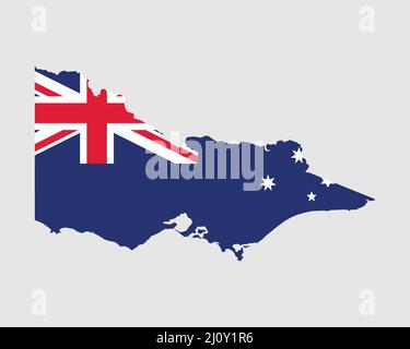 Drapeau carte Victoria. Carte de Vic, Australie avec le drapeau de l'État. État australien. Bannière d'illustration vectorielle. Illustration de Vecteur