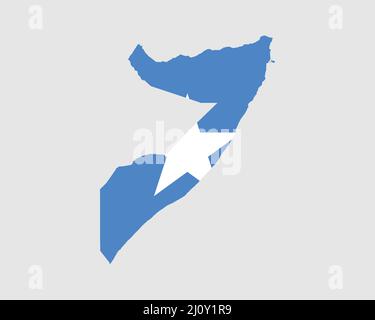 Carte du drapeau de Somalie. Carte de la République fédérale de Somalie avec la bannière du pays somalien. Illustration vectorielle. Illustration de Vecteur