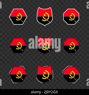 Symboles nationaux de l'Angola sur fond transparent foncé, drapeaux vectoriels de l'Angola. Illustration vectorielle. Illustration de Vecteur