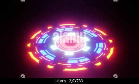 3D rendu. Visualisateur audio d'animation abstrait élégant. Environnement VJ Loop Sci-Fi Banque D'Images