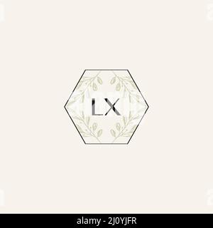 LX modèle de logo lettre initiale de fleur Vector Premium Illustration de Vecteur