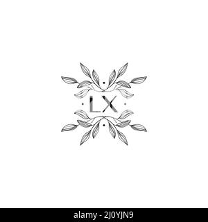 LX modèle de logo lettre initiale de fleur Vector Premium Illustration de Vecteur