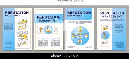 Modèle de brochure bleue sur la stratégie de gestion de la réputation Illustration de Vecteur