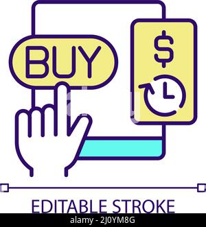 Acheter maintenant payer plus tard service RVB icône de couleur Illustration de Vecteur