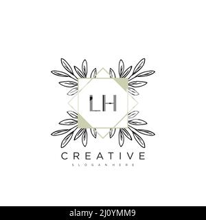 Modèle de logo LH initial Letter Flower Vector Premium Illustration de Vecteur