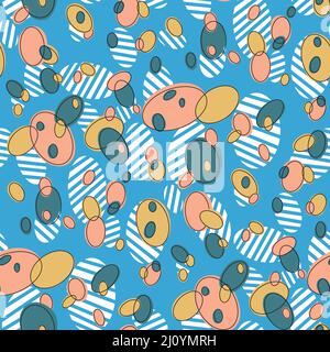 Motif vectoriel rétro sans coutures des modèles 50s et 60s. Arrière-plan abstrait Vintage sans couture dans le style des années 60. Fond organique. Répétition géométrique à partir de Illustration de Vecteur