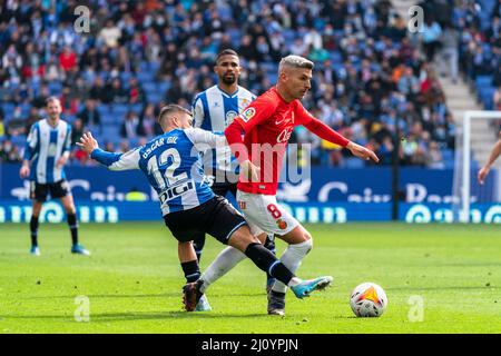 Cornellà, Espagne, 20, mars 2022. Espagnol la Liga: RCD Espanyol contre RCD Mallorca. Crédit: Joan Gosa/Alay Banque D'Images