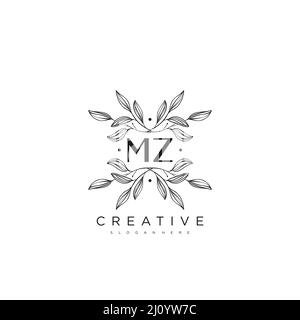 MZ lettre initiale Flower logo Template Vector Premium Vector Illustration de Vecteur