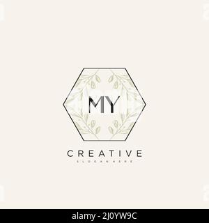 MON premier modèle de logo de fleur de lettre Vector Premium Vector Illustration de Vecteur