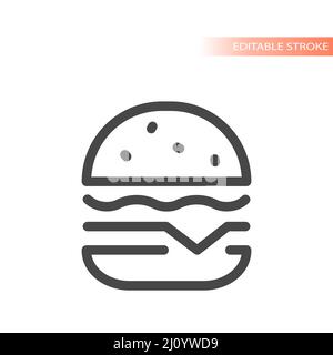 Icône de vecteur de ligne Burger. Symbole de restauration rapide à contour simple. Illustration de Vecteur