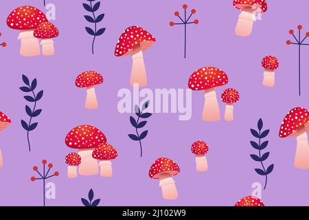 Motif sans couture. Tabouret de champignon. Champignon sur fond blanc. Illustration de Vecteur