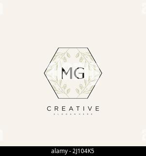 MG lettre initiale Flower logo Template Vector Premium Vector Illustration de Vecteur