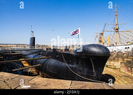 HMS Ocelot. Sous-marin de classe Oberon de la Royal Navy, construit à Chatham et lancé en 1962. Chantier naval historique de Chatham. Kent, Angleterre Banque D'Images