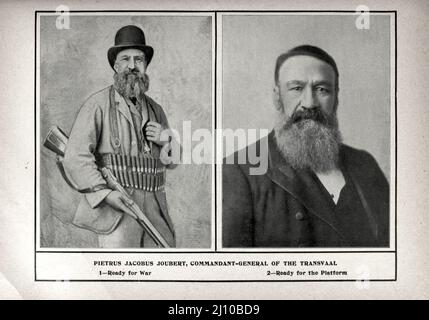 Petrus Jacobus Joubert (20 janvier 1831 - 28 mars 1900), mieux connu sous le nom de Piet Joubert, a été Commandant général de la République sud-africaine de 1880 à 1900. Photographie en noir et blanc du livre « Afrique du Sud; son histoire, ses héros et ses guerres » de William Douglas Mackenzie, et Alfred Stead, éditeur Chicago, Philadelphie : Monarch Book Company en 1890 Banque D'Images