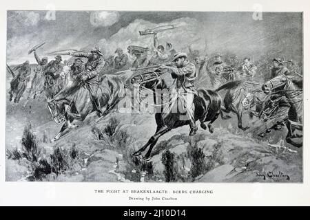 The Fight at Bakenlaagte Boers Charging dessin de John Charlton tiré du livre « l'Afrique du Sud et la guerre transvaale » de Louis Creswicke, éditeur; Édimbourg : T. C. & E. C. Jack 1900 Banque D'Images