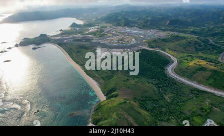 Vue aérienne du circuit de la mandalika. Le circuit international de mandalika en Indonésie. Lombok (Indonésie), le 22 mars 2022 Banque D'Images
