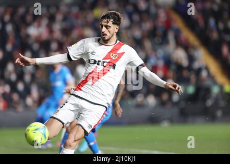 Alejandro Catena de Rayo Vallecano pendant le championnat d'Espagne la Ligue football match entre Rayo Vallecano et Atletico de Madrid le 19 mars 2022 à l'Estadio de Vallecas à Madrid, Espagne - photo: Oscar Barroso/DPPI/LiveMedia Banque D'Images