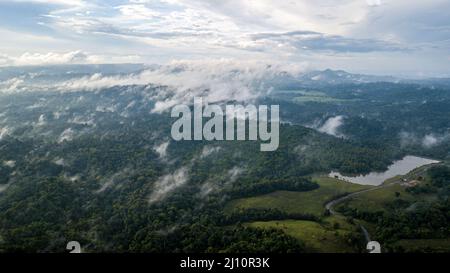 Bangkok. 21st mars 2022. La photo aérienne prise le 21 mars 2022 montre des forêts dans le parc national de Khao Yai, en Thaïlande. Le parc national de Khao Yai est le premier parc national de Thaïlande, avec une superficie totale d'environ 2 168 kilomètres carrés. La Journée internationale annuelle des forêts est célébrée le 21 mars. Crédit: Wang Teng/Xinhua/Alay Live News Banque D'Images