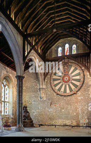 Winchester, Grand Hall, an der Wand Tischplatte aus Artus' Tafelrunde (Mittelalter) Banque D'Images