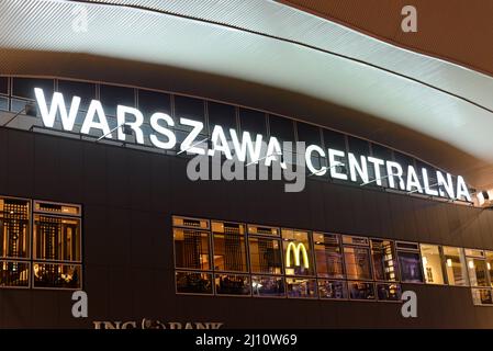 Varsovie, Pologne - 08 décembre 2016 : Légende Gare centrale de Varsovie Banque D'Images